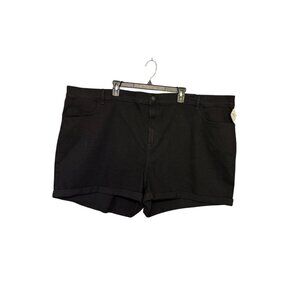 Old Navy Women's Black Denim Mid Rise Shorts With Cuffed Hem & Pockets Size 28